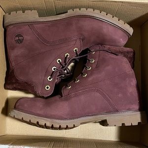 Timberland burgundy velvet 6 inch boots